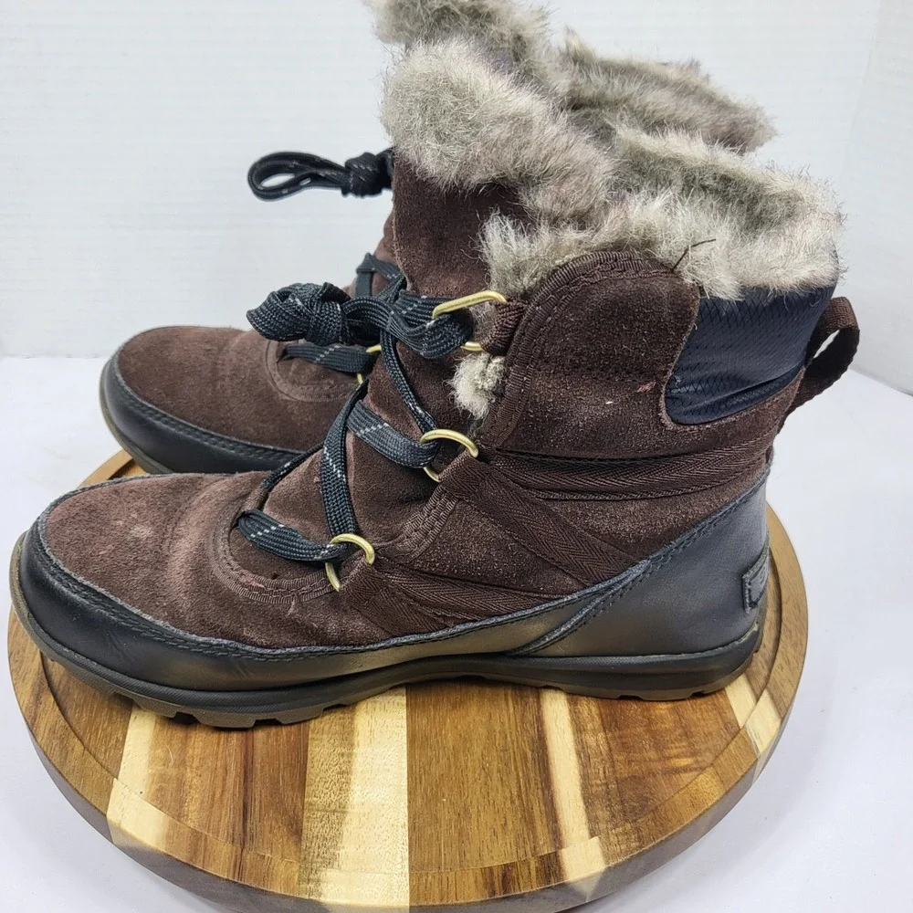 Sorel Whitney Short Lace Boots Womens 6 Waterproof Winter Snow Brown LL5337 Warm